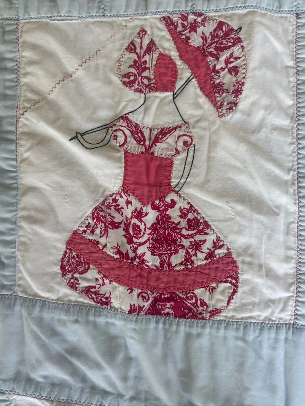 Umbrella Girl Vintage Quilt 88” X 77” Vintage